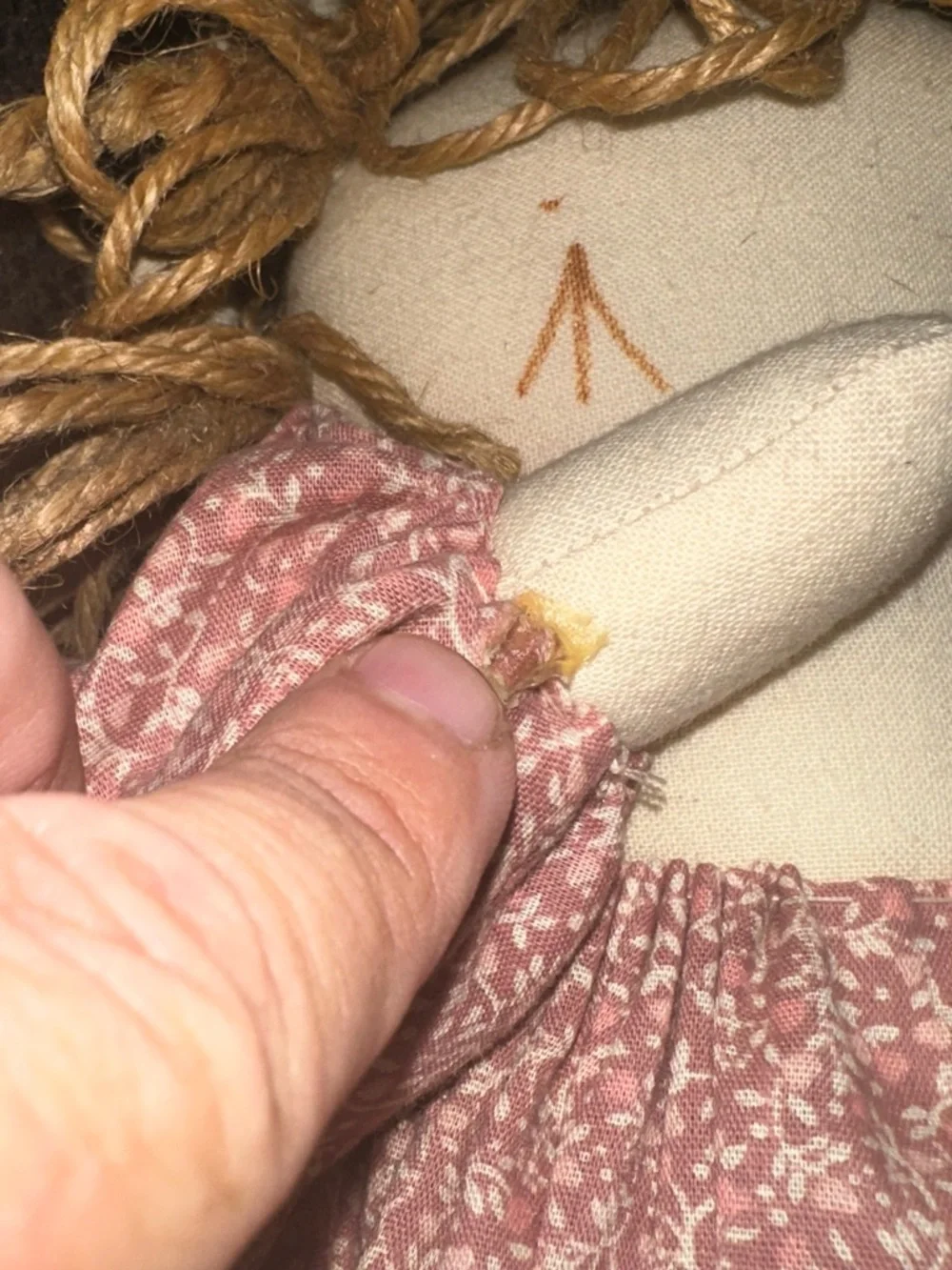 Vintage Handmade Primitive Rag Doll Rustic Folk Art Quilt Country Craft Decor
